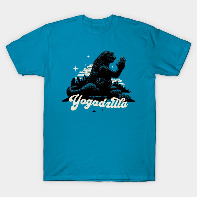 Yogadzilla - Godzilla doing Yoga T-Shirt by Creaticurio